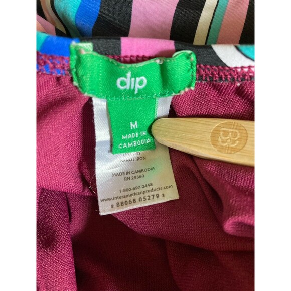 Dip Y2K Style Swim Striped One Piece Bathing Suit Size M Multicolor V-Neck - Picture 5 of 6